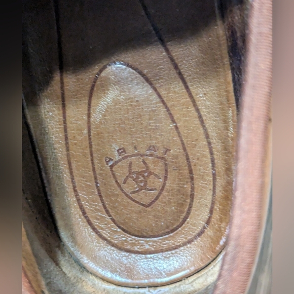 Ariat Womens Tan Leather Camel Slip-On Clogs Size 7.5B - Picture 4 of 13